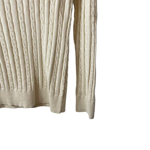 Talbots Petites Cream Cotton Wool Blend Cable Knit Sweater Size S/P - Picture 7 of 12
